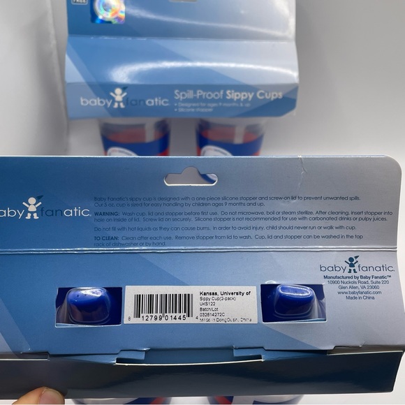 NCAA University Of Kansas Jayhawks Spill-Proof Sippy Cup (4 PK) Baby Fanatic - Picture 2 of 3